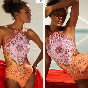 Farm Rio Halter Cutout Swimsuit